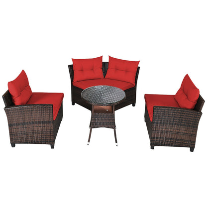 4 Piece Outdoor Rattan Furniture Set, Red Outdoor Sectionals at Gallery Canada