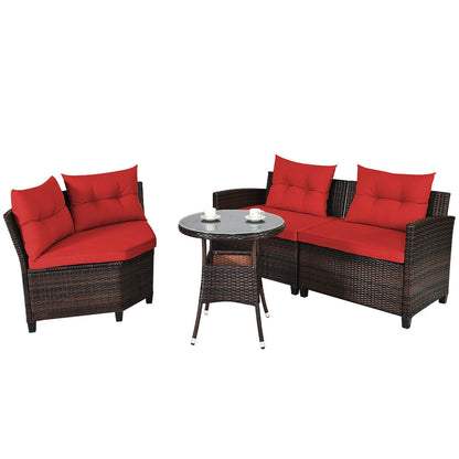 4 Piece Outdoor Rattan Furniture Set, Red Outdoor Sectionals at Gallery Canada
