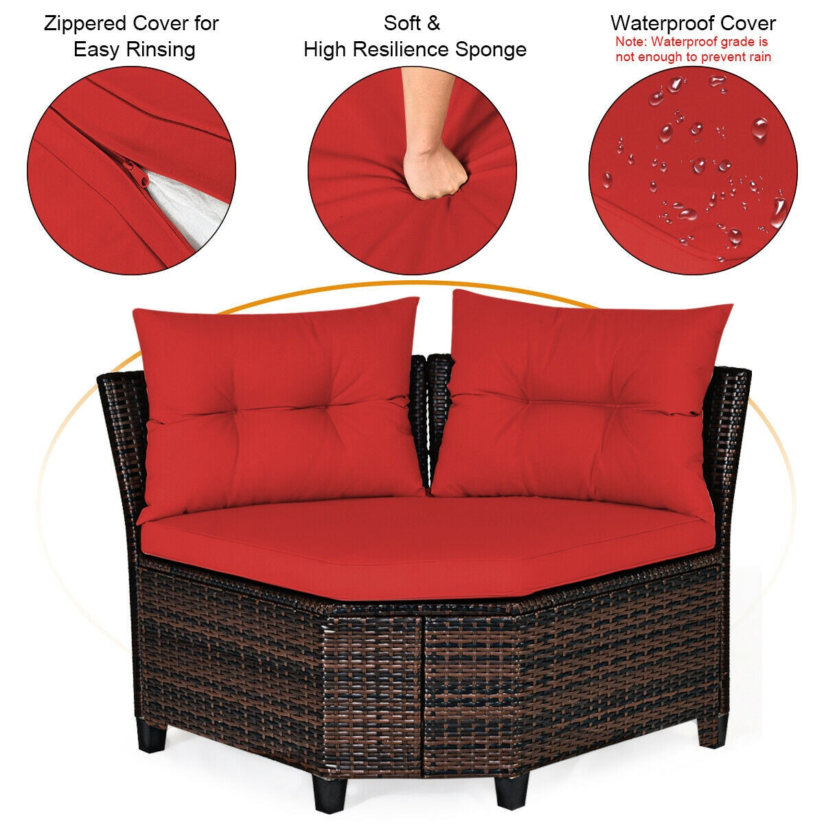 4 Piece Outdoor Rattan Furniture Set, Red Outdoor Sectionals at Gallery Canada