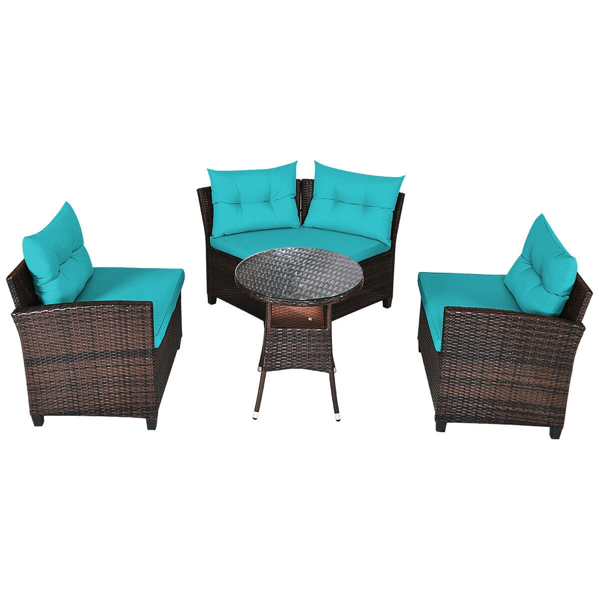 4Pcs Outdoor Rattan Furniture Set, Turquoise Outdoor Sectionals at Gallery Canada