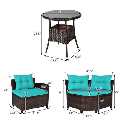 4Pcs Outdoor Rattan Furniture Set, Turquoise Outdoor Sectionals at Gallery Canada