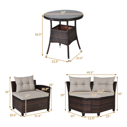 4 Piece Outdoor Cushioned Rattan Furniture Set, Brown Outdoor Sectionals at Gallery Canada