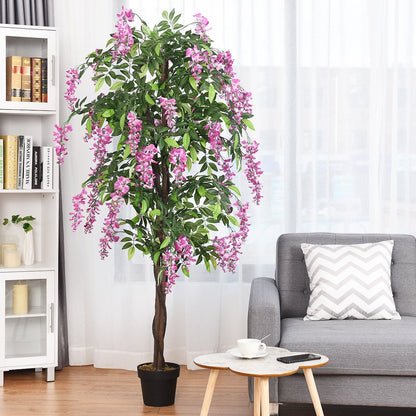 6-Feet Artificial Wisteria Silk Tree, Green Faux Plants at Gallery Canada