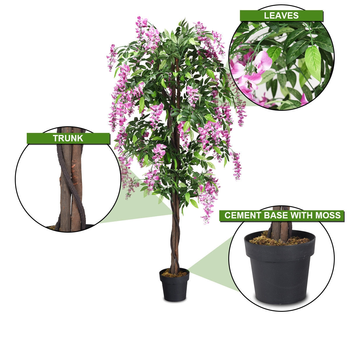 6-Feet Artificial Wisteria Silk Tree, Green Faux Plants at Gallery Canada
