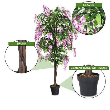 6-Feet Artificial Wisteria Silk Tree, Green Faux Plants at Gallery Canada