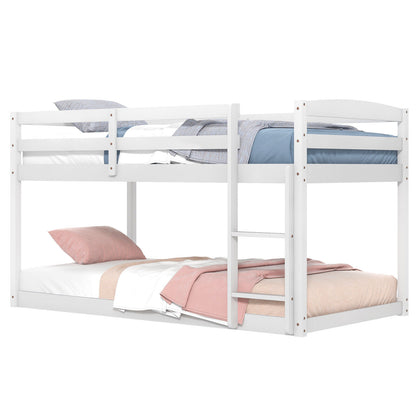Twin Size Bunk Bed, High Guardrails, Integrated Ladder, White Bunk Bed Frame at Gallery Canada