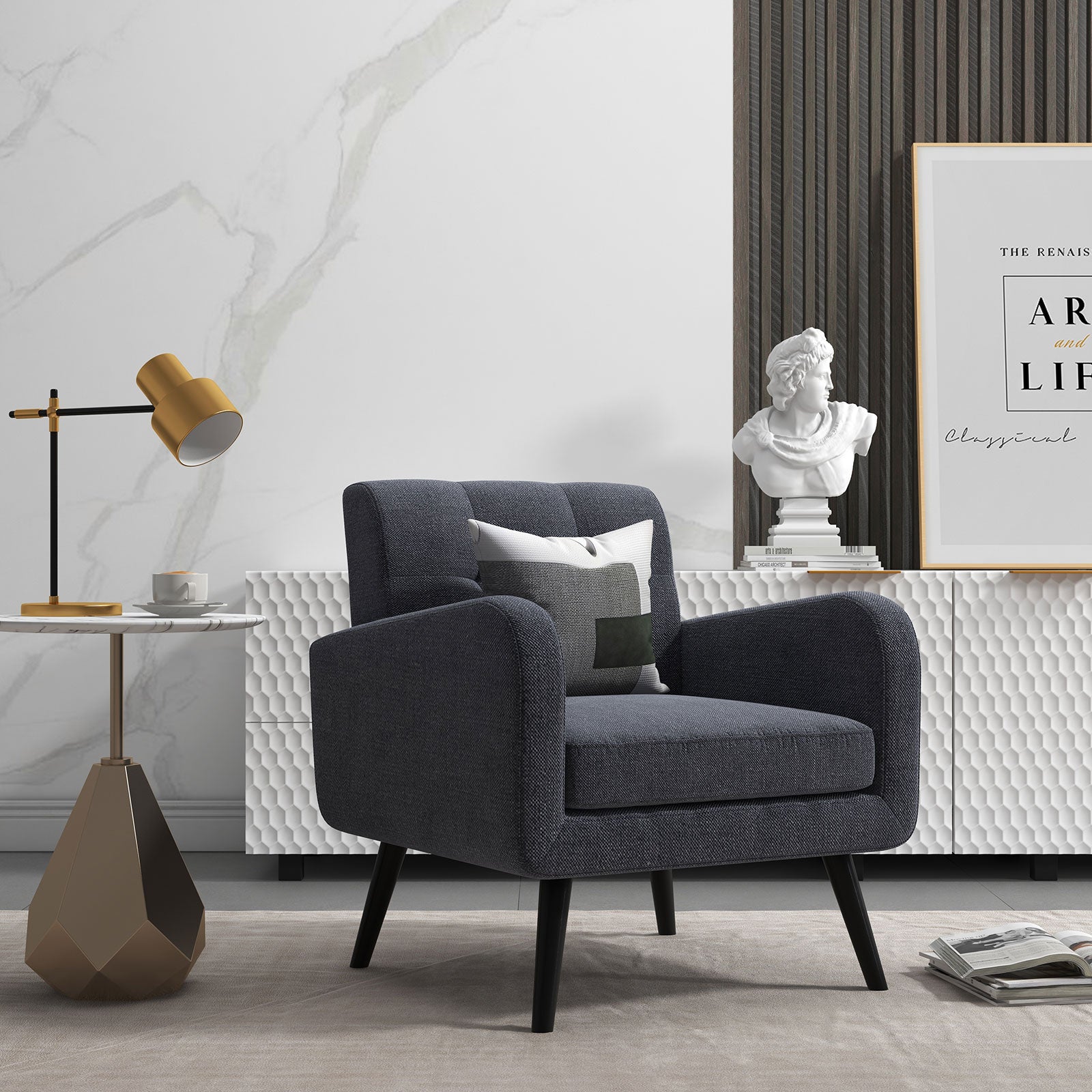 Modern Upholstered Accent Chair, Gray Accent Chairs at Gallery Canada