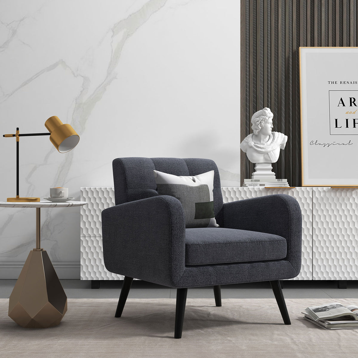 Modern Upholstered Accent Chair, Gray Accent Chairs at Gallery Canada