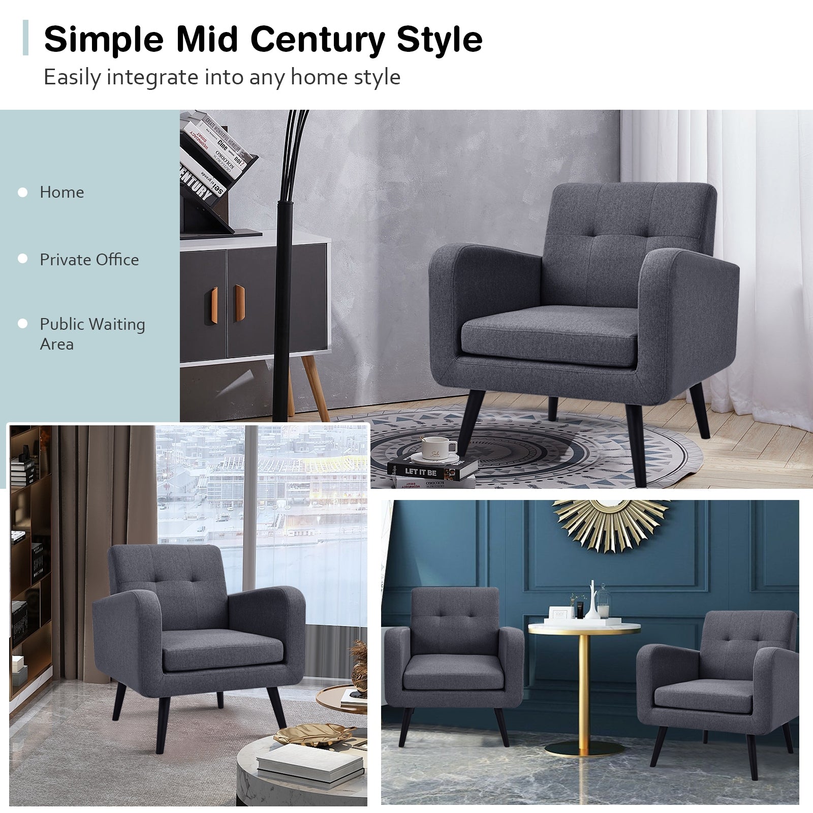 Modern Upholstered Accent Chair, Gray Accent Chairs at Gallery Canada