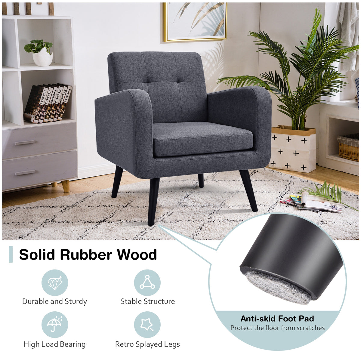 Modern Upholstered Accent Chair, Gray Accent Chairs at Gallery Canada