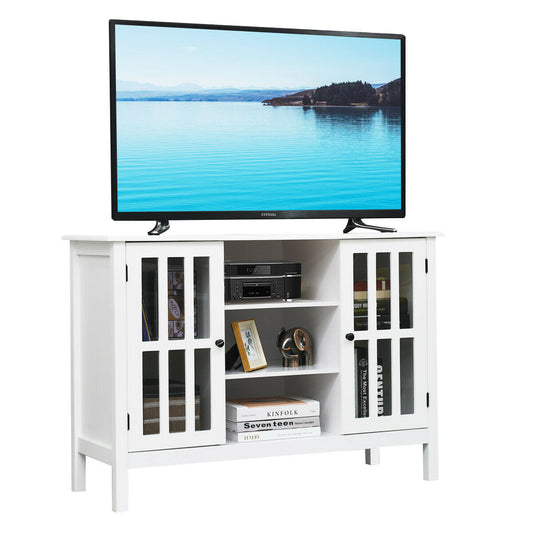 Wooden TV Stand Console Cabinet, 50 Inch, White Entertainment Centers & TV Stands White at Gallery Canada