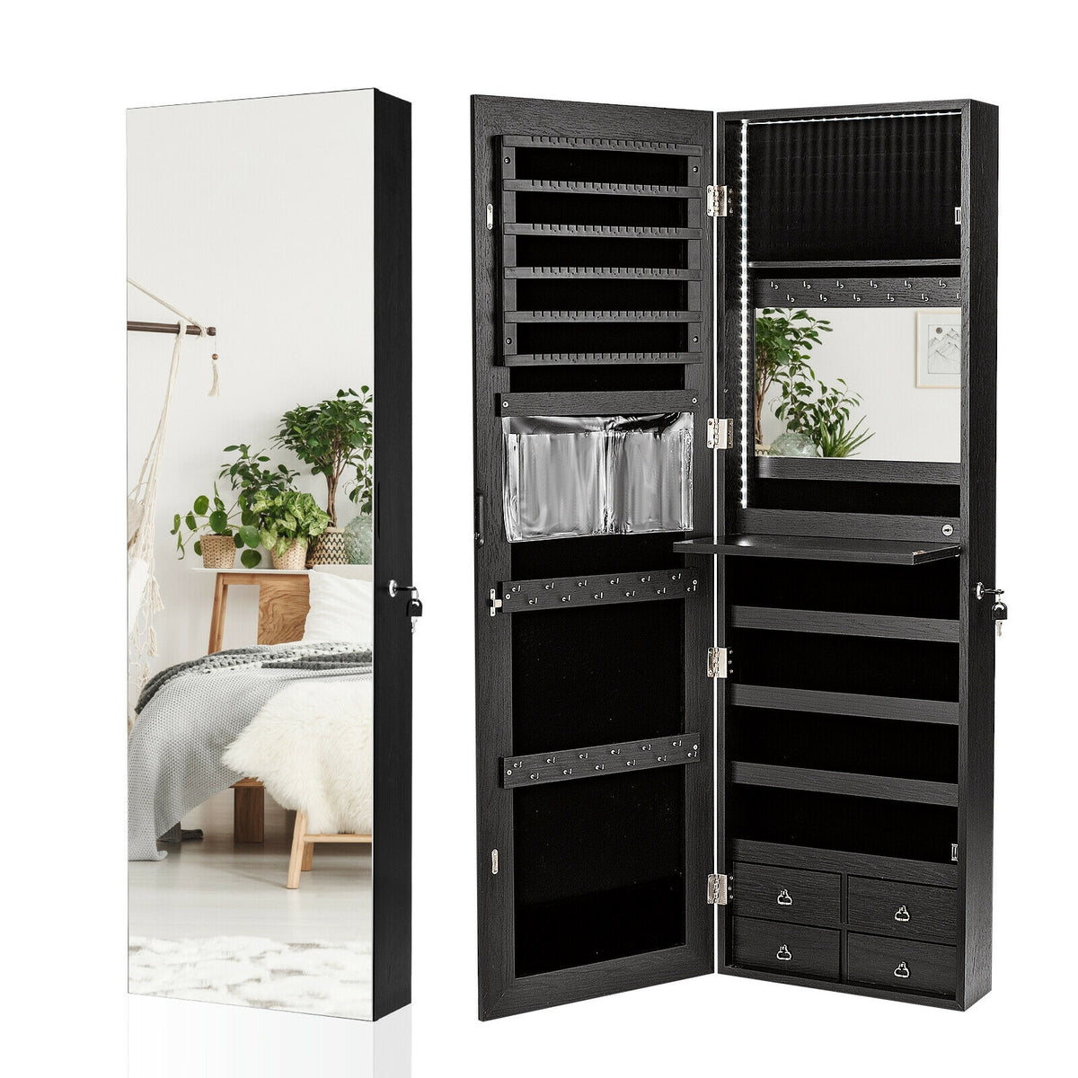 Multipurpose Storage Cabinet, 4 Drawers, Black Jewelry Armoires at Gallery Canada