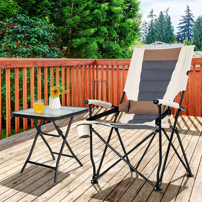 Folding Camping Chair With Cup Holder, Armrest, Lumbar Pillow, Multicolor Camping Furniture at Gallery Canada