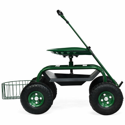 Heavy Duty Garden Cart, Tool Tray, 360 Swivel Seat, Green Garden Carts at Gallery Canada