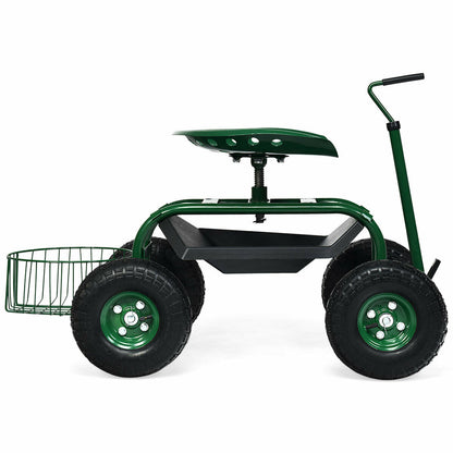 Extendable Handle Garden Cart, Rolling Wagon Scooter, Green Garden Tools at Gallery Canada