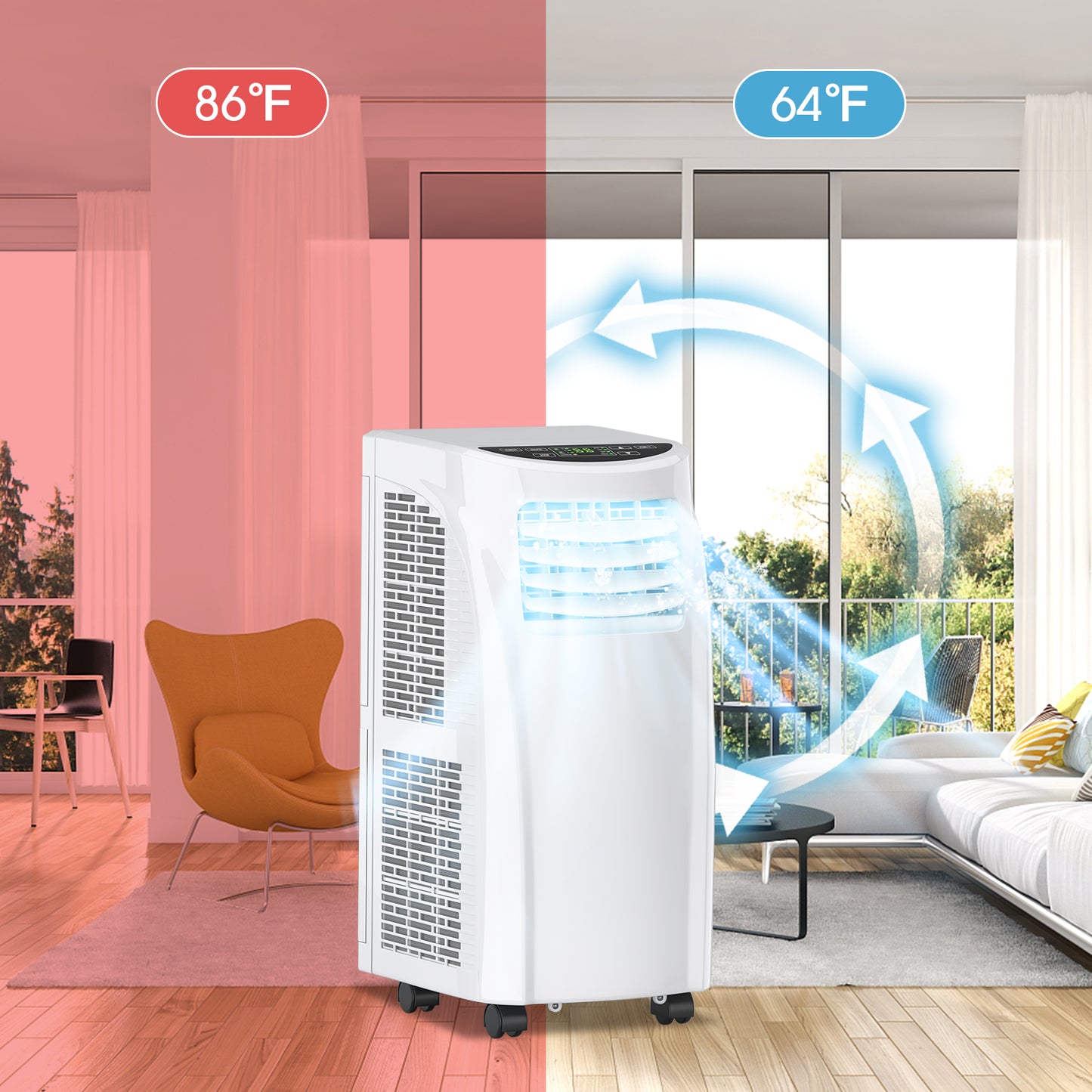 8000 BTU Portable Air Conditioner, Dehumidifier, Sleep Mode, White Portable Air Conditioners at Gallery Canada