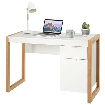 Modern Computer Desk, Study Table Workstation, White Writing Desks at Gallery Canada