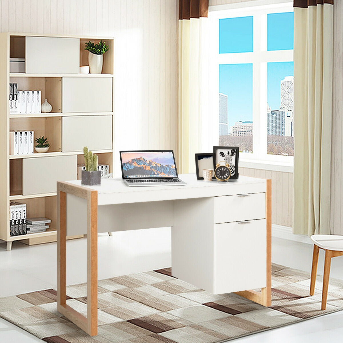 Modern Computer Desk, Study Table Workstation, White Writing Desks at Gallery Canada