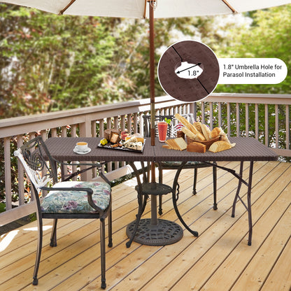 6 Feet Folding Portable Rattan Table, Brown Patio Coffee Tables at Gallery Canada