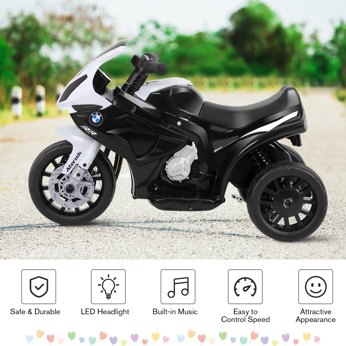 6V Kids 3 Wheel Electric Motorcycle, Black Powered Ride On Toys at Gallery Canada