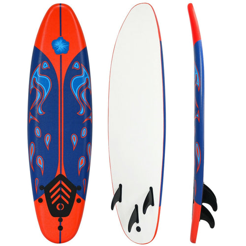 6 Feet Surfboard, 3 Detachable Fins, Red