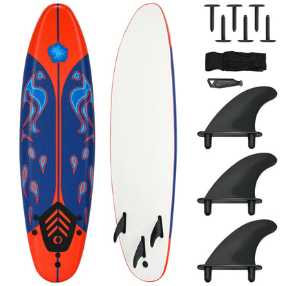 6 Feet Surfboard, 3 Detachable Fins, Red Surfing at Gallery Canada
