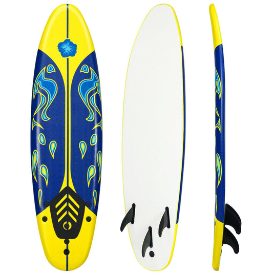 6 Feet Surfboard with 3 Detachable Fins, Yellow Surfing Yellow at Gallery Canada