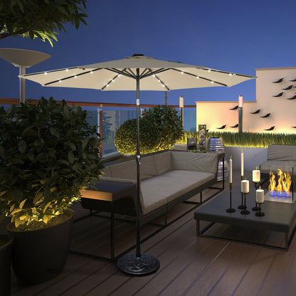 10' Solar LED Patio Umbrella, Tilt Crank, Beige Outdoor Umbrellas at Gallery Canada