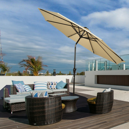 10' Solar LED Patio Umbrella, Tilt Crank, Beige Outdoor Umbrellas at Gallery Canada