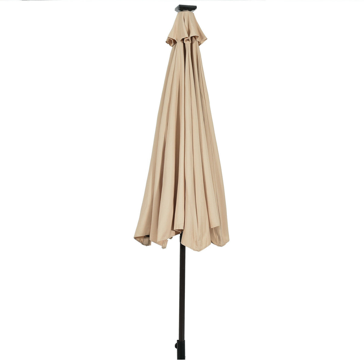 10' Solar LED Patio Umbrella, Tilt Crank, Beige Outdoor Umbrellas at Gallery Canada