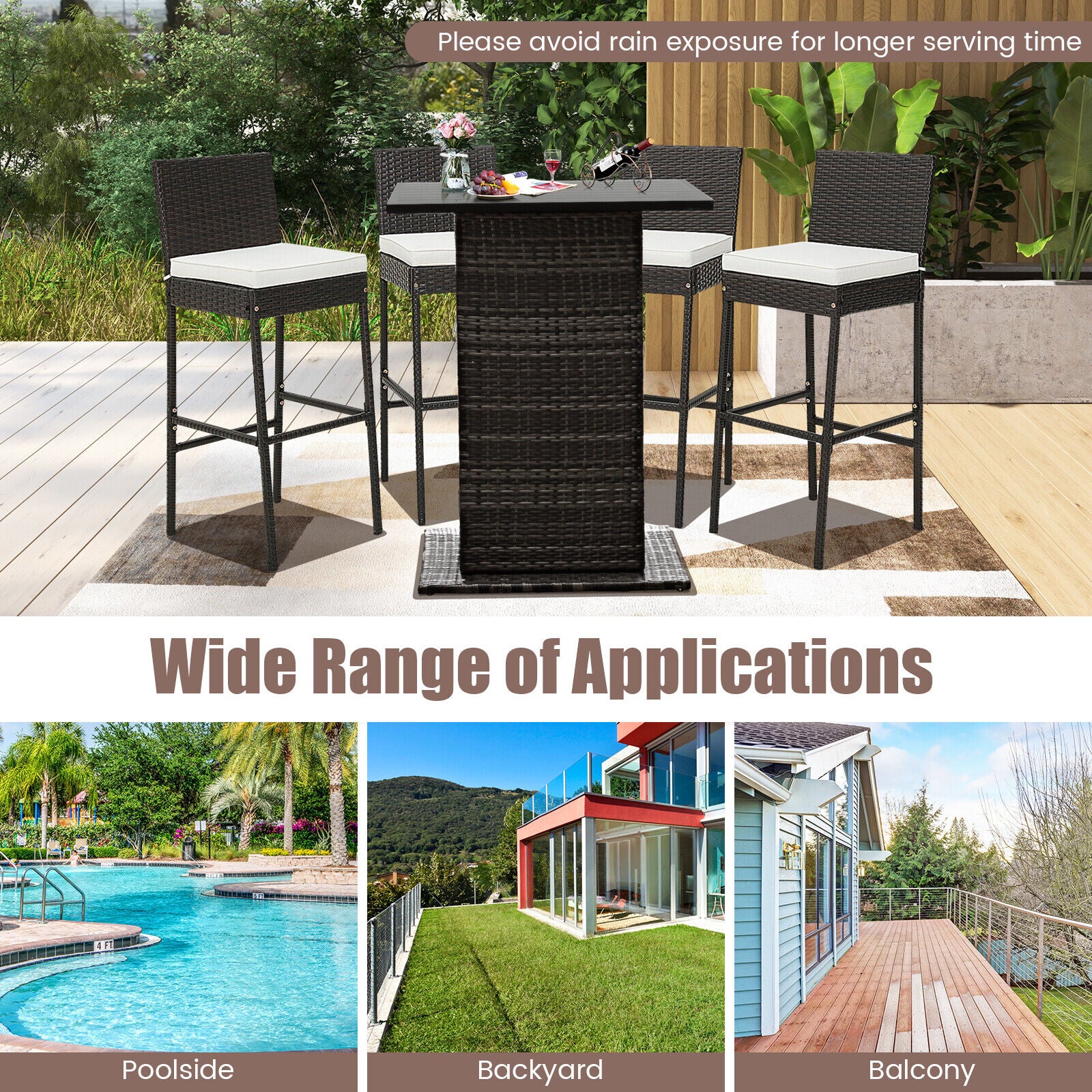 2 Patio Cushioned Wicker Barstools, Set of 2, Off White Patio Bar Furniture at Gallery Canada