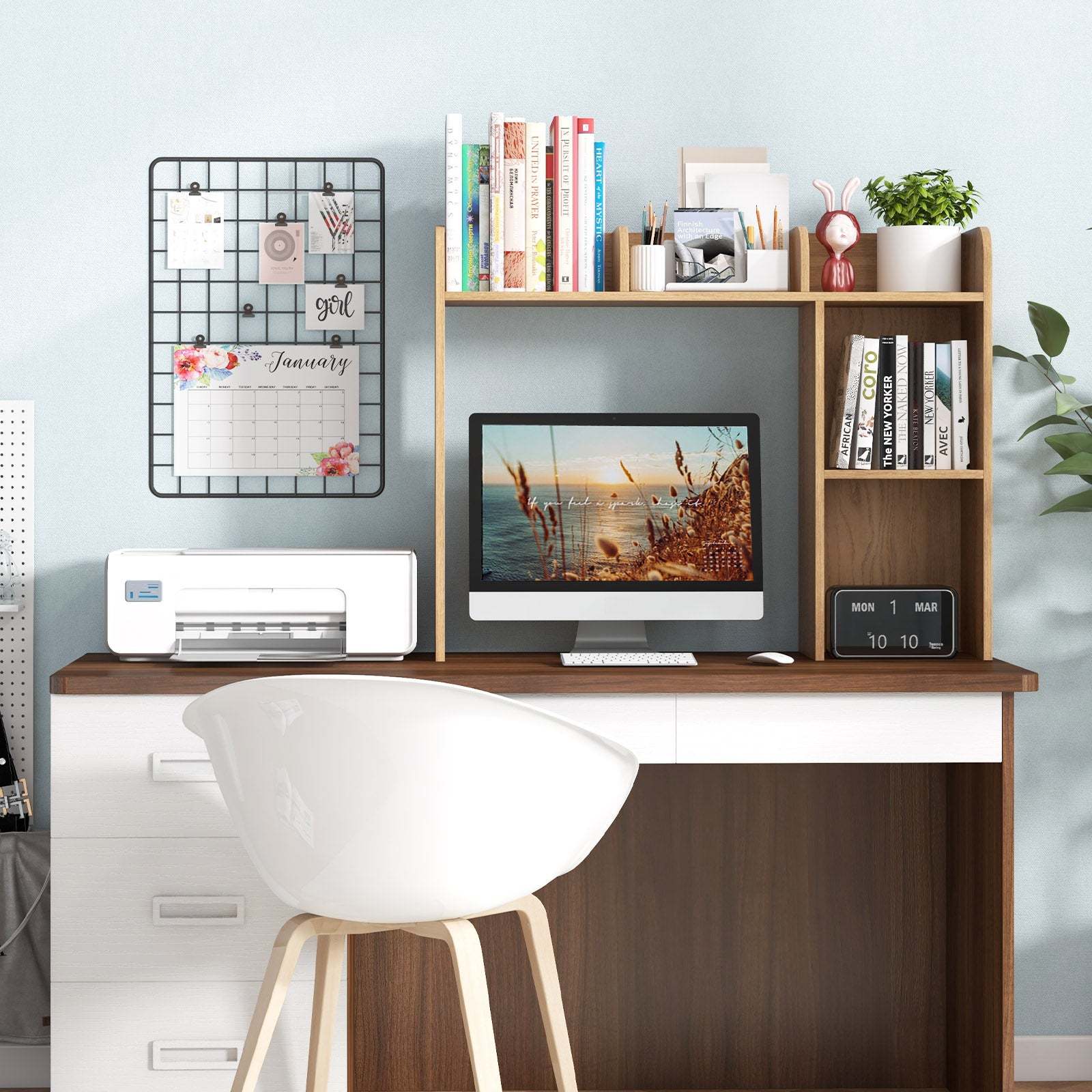 3-Tier Desk Bookshelf, 4 Shelves, Natural Bookcases at Gallery Canada