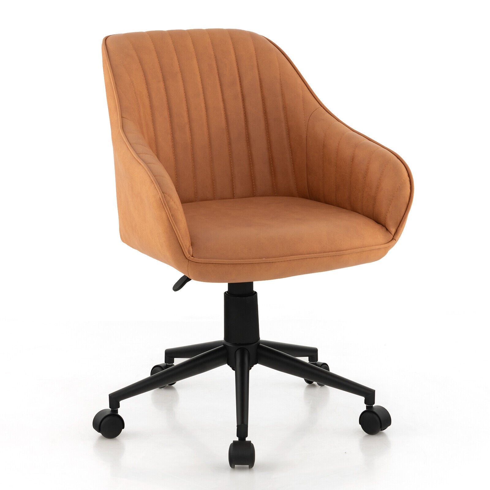 Modern Home Office Chair, Curved Backrest, Comfortable Armrests, Brown Leisure Chairs Brown at Gallery Canada