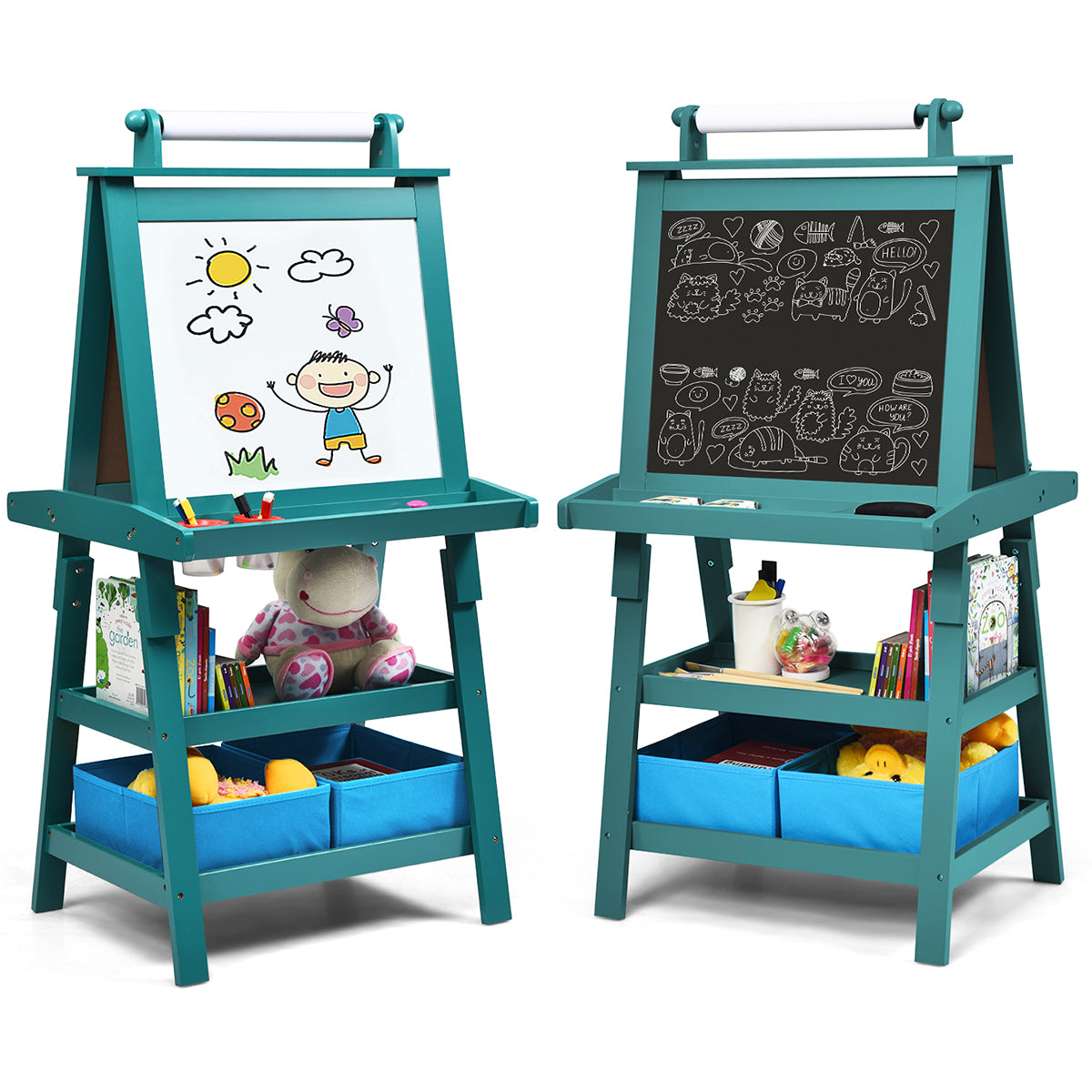 3 In 1 Double-Sided Storage Art Easel, Green Art Easels at Gallery Canada
