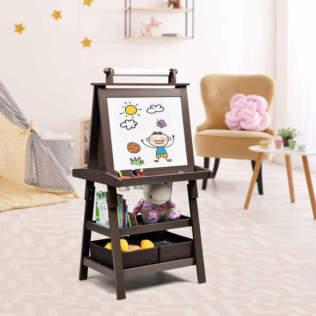 3 In 1 Double-Sided Art Easel, Brown Art Easels at Gallery Canada