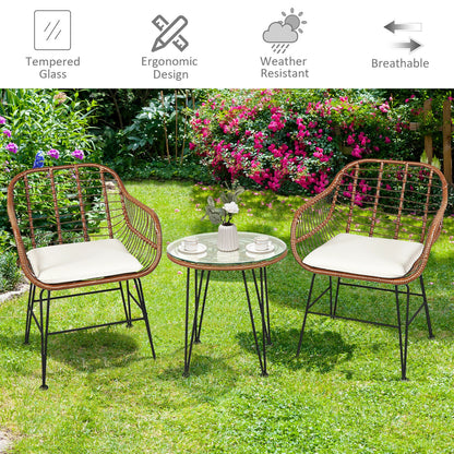 3 Piece Patio Rattan Bistro Set With Cushion, White Patio Conversation Sets at Gallery Canada