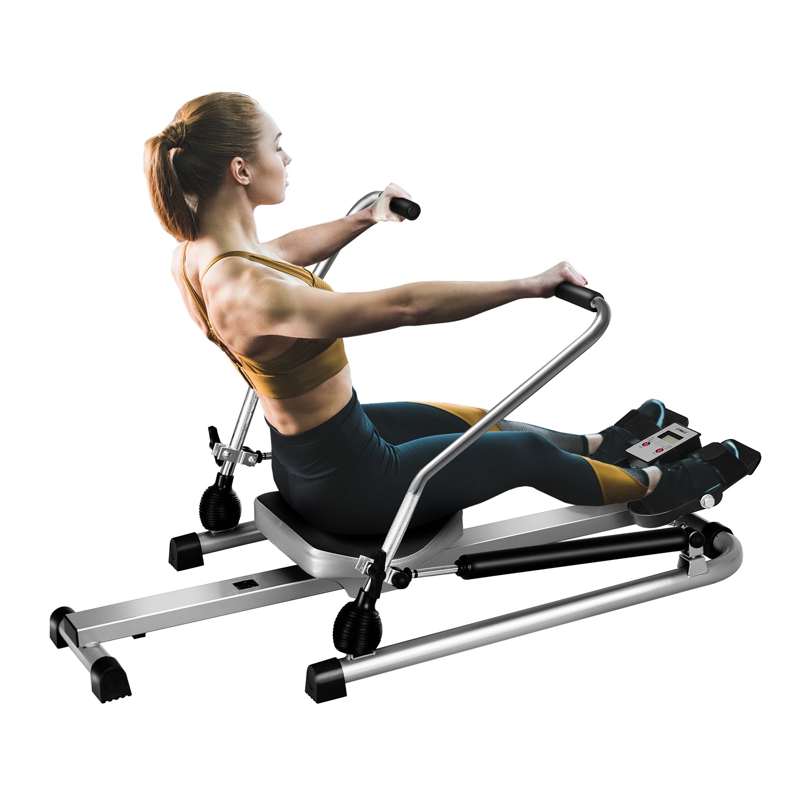 Adjustable Hydraulic Rowing Machine, Double Resistance, Black Rowing Machines at Gallery Canada