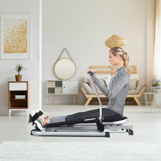 Adjustable Hydraulic Rowing Machine, Double Resistance, Black Rowing Machines Black at Gallery Canada