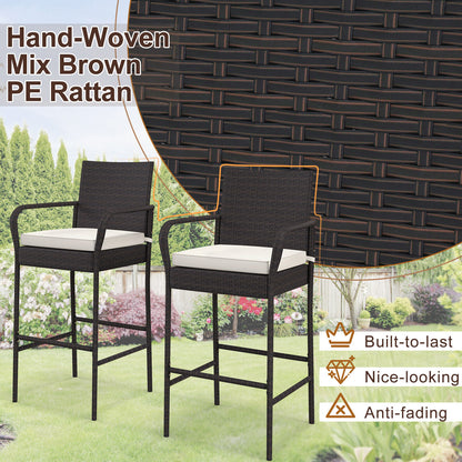 Outdoor PE Rattan Cushioned Barstool Set, 2 Pieces, Off White Patio Bar Furniture at Gallery Canada