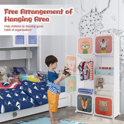 8 Cube Kids Wardrobe Closet With Hanging Section, Doors, White Kids Storage at Gallery Canada