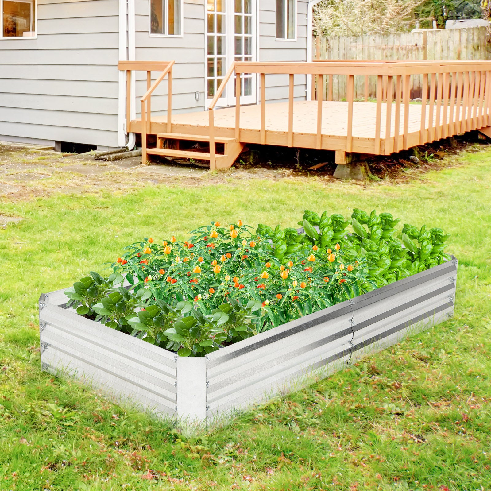 Metal Galvanized Raised Garden Bed, 6 x 3 ft, Silver Raised Garden Beds at Gallery Canada