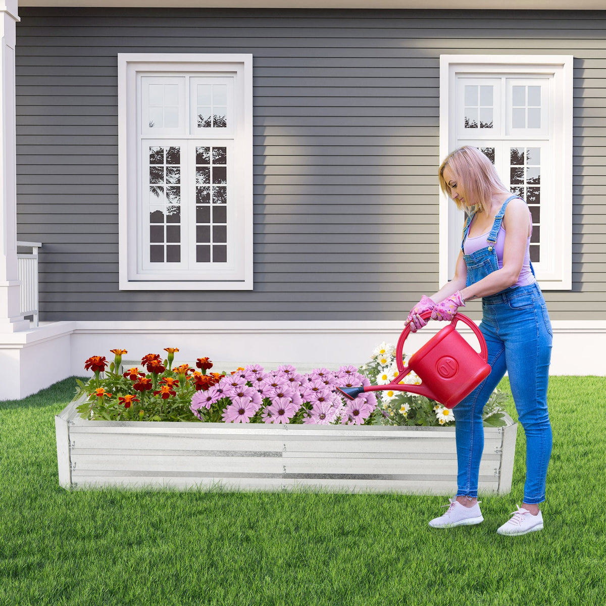 Metal Galvanized Raised Garden Bed, 6 x 3 ft, Silver Raised Garden Beds at Gallery Canada