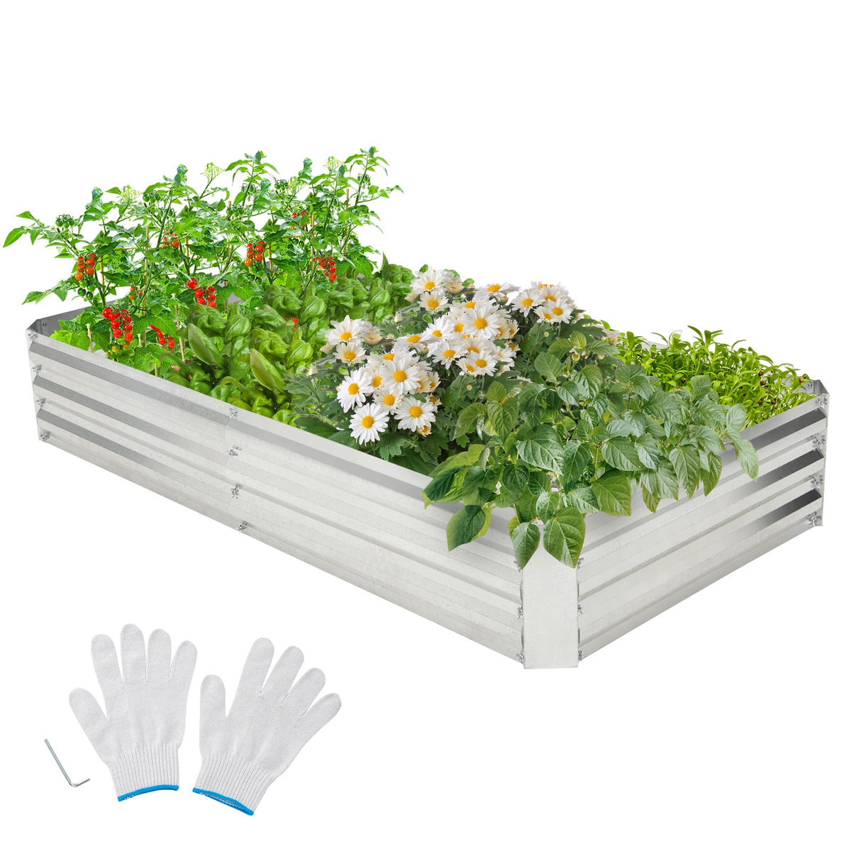 Metal Galvanized Raised Garden Bed, 6 x 3 ft, Silver Raised Garden Beds Silver at Gallery Canada