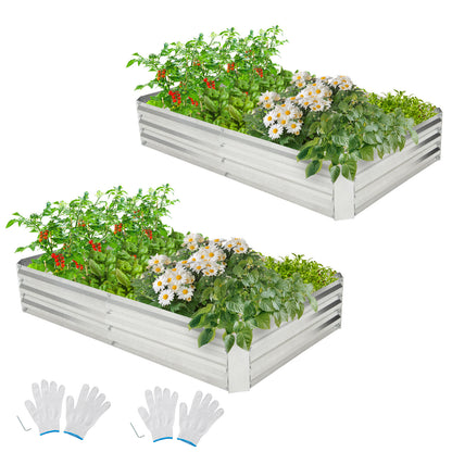 Metal Galvanized Raised Garden Bed, 6 x 3 ft, Silver Raised Garden Beds at Gallery Canada