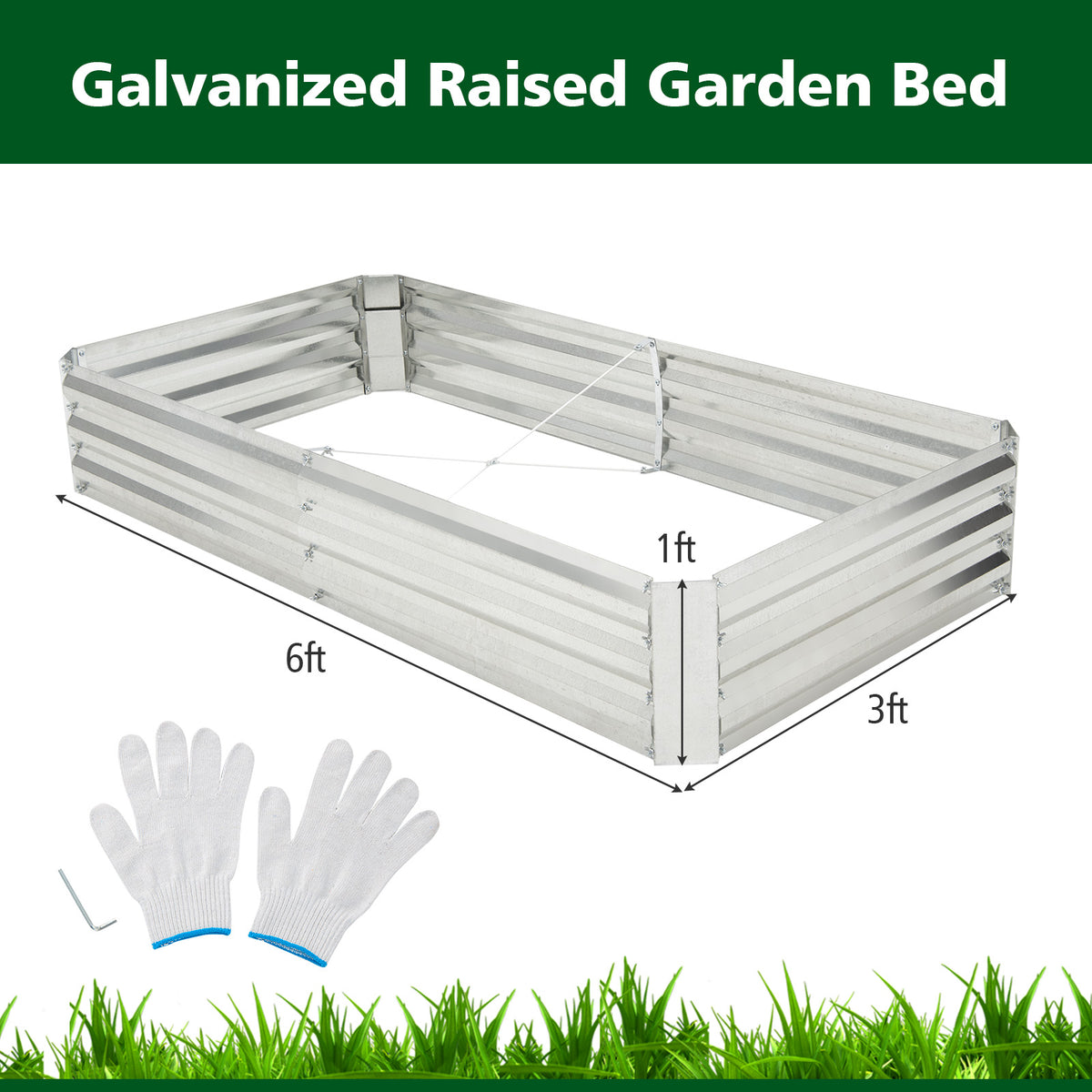 Metal Galvanized Raised Garden Bed, 6 x 3 ft, Silver Raised Garden Beds at Gallery Canada