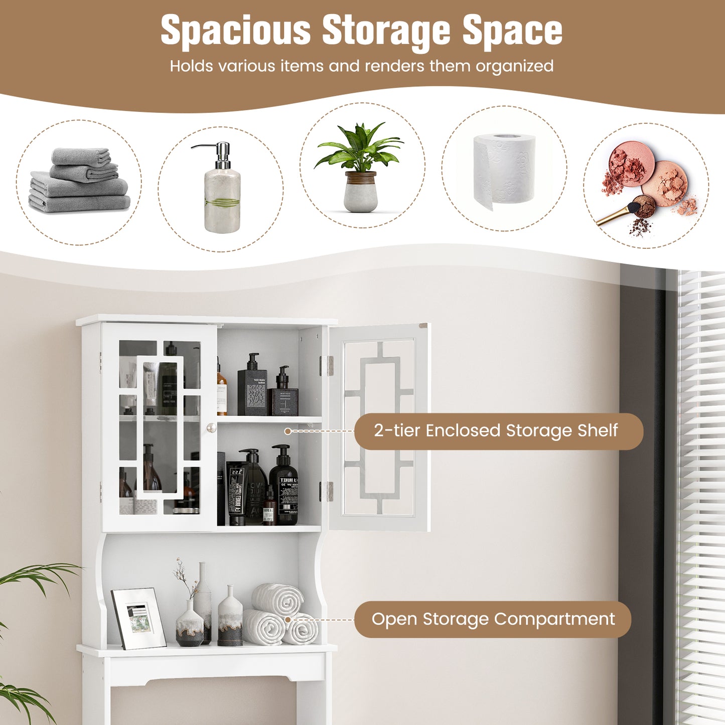 Bathroom Spacesaver Over the Toilet Door Storage Cabinet, White Bathroom Etagere at Gallery Canada