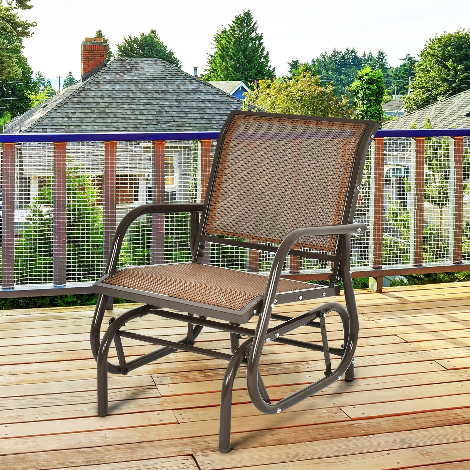Outdoor Single Swing Glider Rocking Chair, Brown Patio Rocking Chairs & Gliders at Gallery Canada