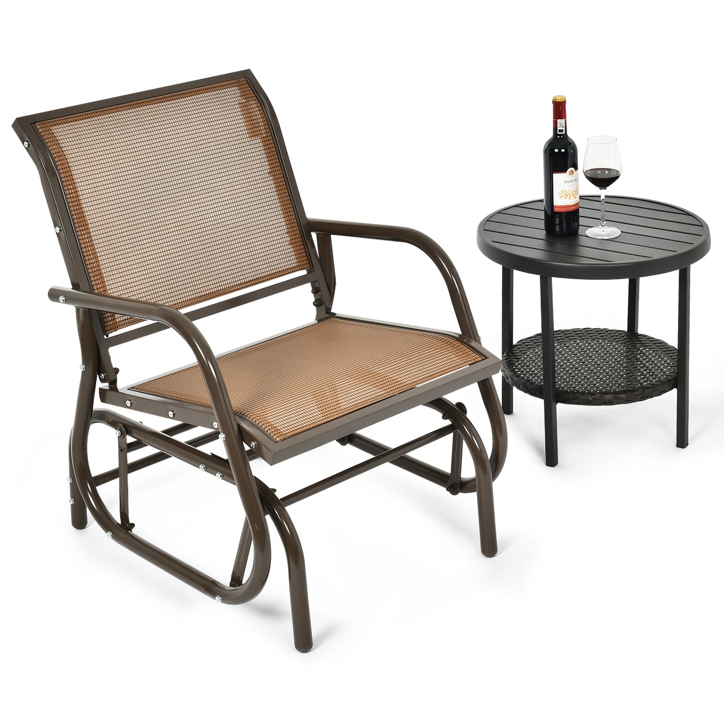 Outdoor Single Swing Glider Rocking Chair, Brown Patio Rocking Chairs & Gliders at Gallery Canada