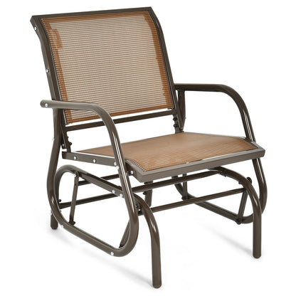 Outdoor Single Swing Glider Rocking Chair, Brown Patio Rocking Chairs & Gliders Brown at Gallery Canada