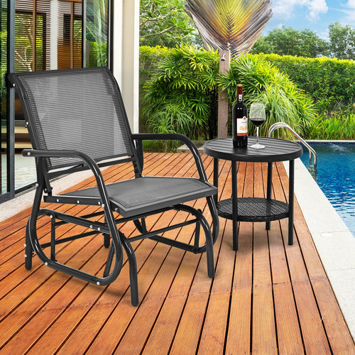 Outdoor Single Swing Glider Rocking Chair, Gray